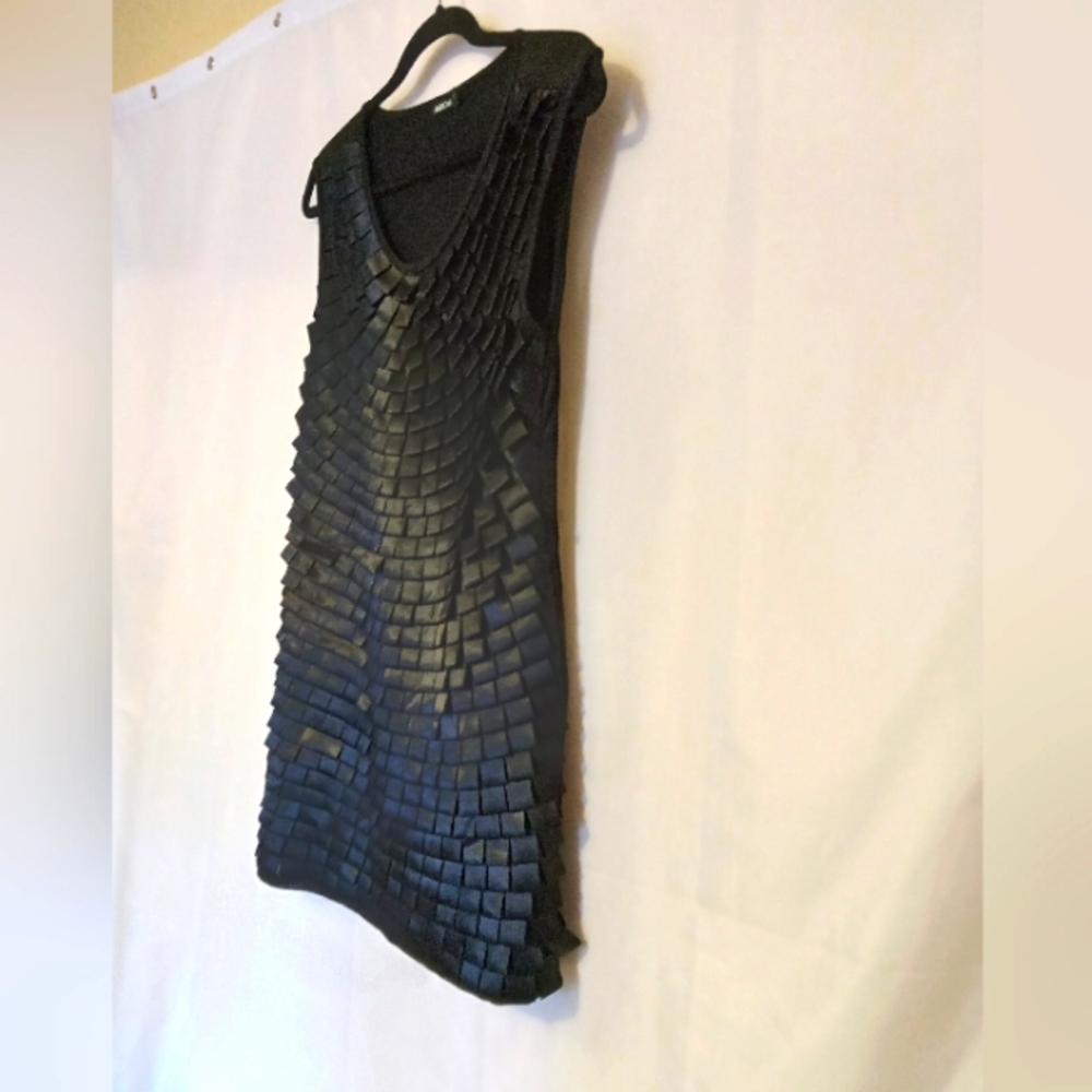 MIROA Black layered ribbon front mini dress back sheer  size 10/ Large